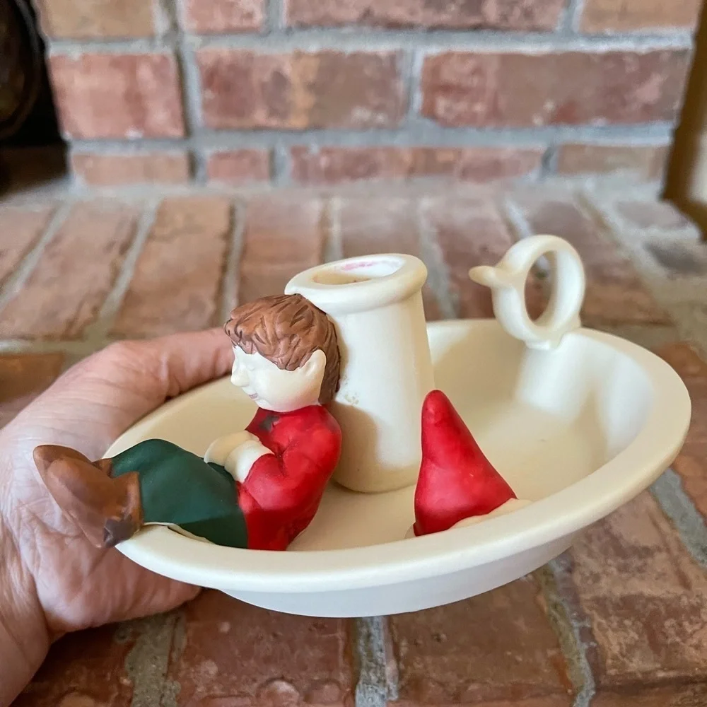 PartyLite Santa's Elves Saucerlite with Box